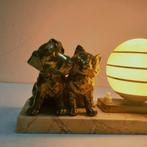 Lampe - Marbre, Régule - Veilleuse Chien et Chat, Antiek en Kunst