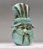 Oude Egypte, late periode Faience Bes hoofd amulet - 40 mm
