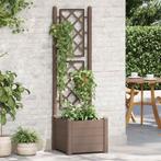vidaXL Plantenbak met latwerk 43x43x142 cm PP mokka, Tuin en Terras, Verzenden, Nieuw