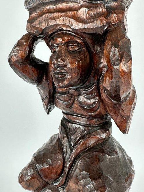 Beeld, Large statue of Jester - 46 cm - Hout, Antiek en Kunst, Antiek | Overige Antiek