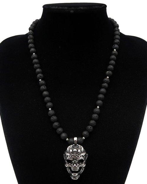 Lavasteen - Ketting - Memento Mori Schedel - Spirituele, Antiek en Kunst, Antiek | Boeken en Manuscripten