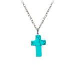 Fako Bijoux® - Ketting - Kruisje Mini - Turquoise -, Handtassen en Accessoires, Kettingen, Verzenden, Nieuw
