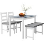 Eetkamerset - Gestoffeerde stoelen - Linnenlook - Grijs/wit, Ophalen of Verzenden, Nieuw, Modern