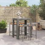 vidaXL Ensemble de bar jardin 5 pcs gris poly rotin/bois, Jardin & Terrasse, Ensembles de jardin, Verzenden, Neuf