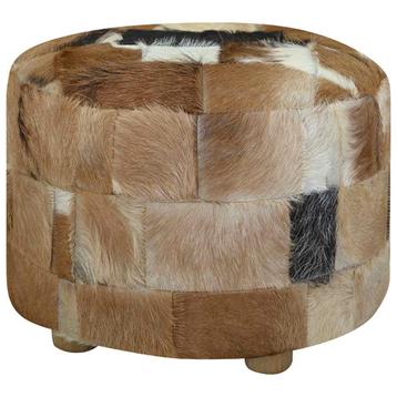 vidaXL Poef rond 50x50x45 cm echt leer