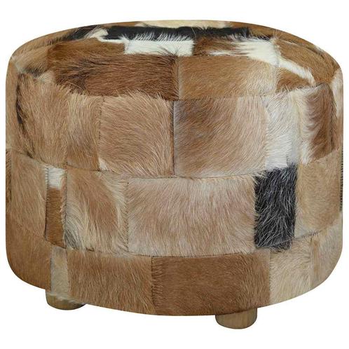 vidaXL Poef rond 50x50x45 cm echt leer, Huis en Inrichting, Zetels | Voetbanken en poefs, Nieuw, Verzenden