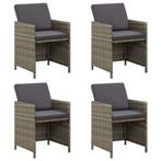 vidaXL Tuinstoelen 4 st met kussens poly rattan grijs, Tuin en Terras, Tuinstoelen, Verzenden, Nieuw