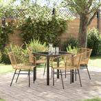 vidaXL 5-delige Tuinset Bruin Poly Rattan, Tuin en Terras, Tuinstoelen, Verzenden, Nieuw