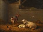 Eugene Verboeckhoven (1798-1881) - A Sheep and lamb, goat