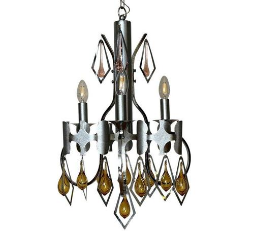 Kroonluchter - Glas, Metaal, Antiek en Kunst, Antiek | Verlichting