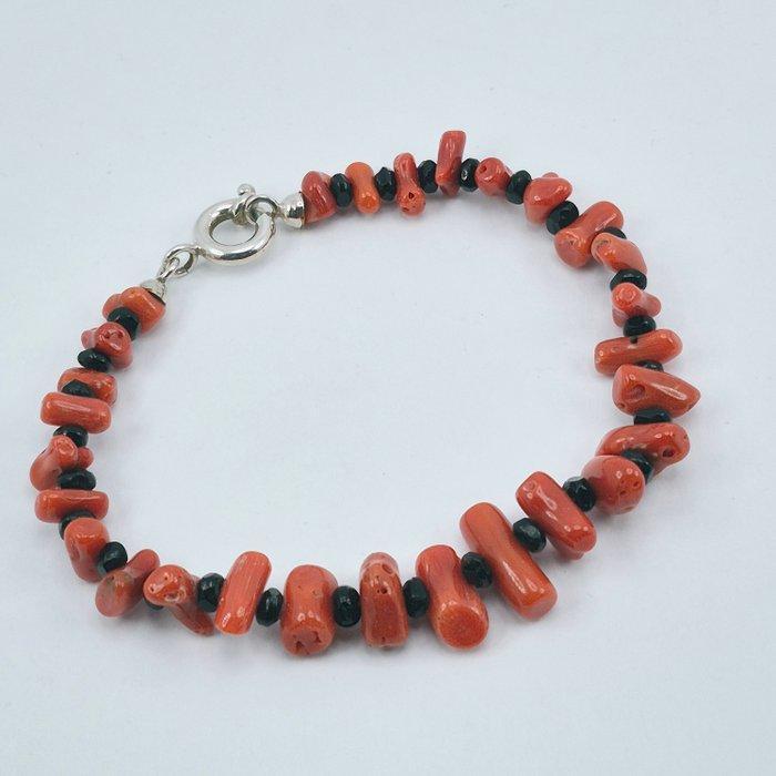 Corail rouge - Argent - Bracelet - CORAIL MÉDITERRANÉEN, Antiek en Kunst, Curiosa en Brocante