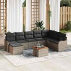 vidaXL Tuinbank Set 9 pcs Grijs Poly rattan, Verzenden, Nieuw