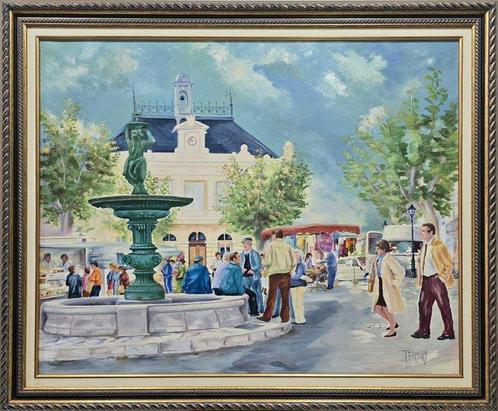 Térésa Fortuny (1943) - NO RESERVE - Jour de marché, Antiek en Kunst, Kunst | Schilderijen | Klassiek