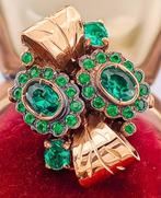 Zonder minimumprijs - Ring - 9 kt. Roségoud, Zilver Smaragd, Nieuw