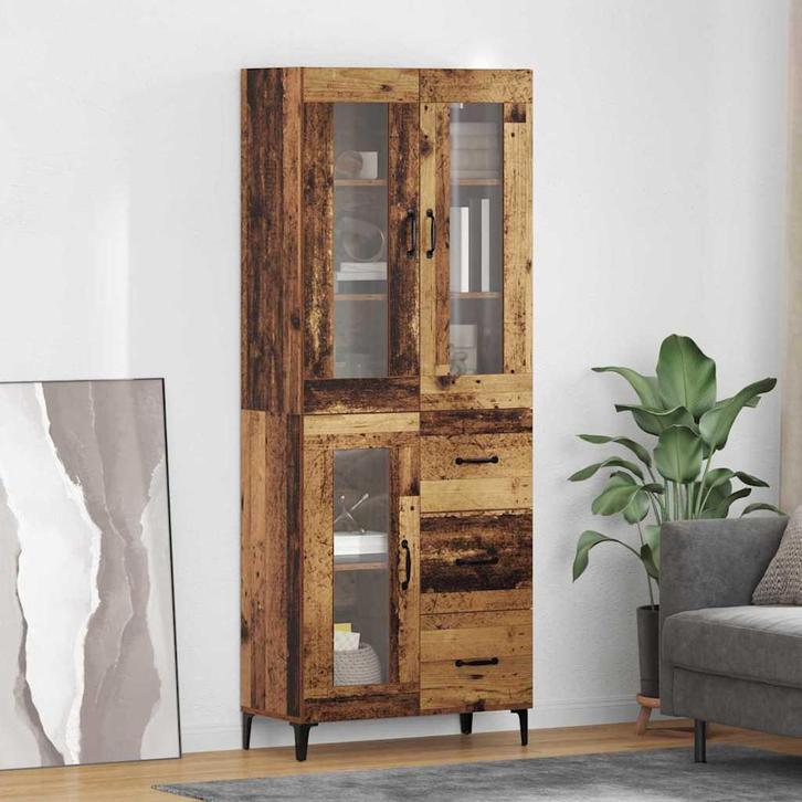 vidaXL Highboard met lade Oud Hout 69,5 x 34 x 180 cm, Huis en Inrichting, Kasten | Dressoirs, Nieuw, Verzenden