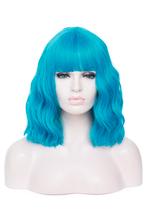Luxe Oceaanblauw Pruik Schouderlengte Rechte Pony Krullen Li, Kleding | Dames, Ophalen of Verzenden, Nieuw