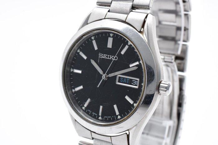 Seiko - Quartz Day-Date Black Dial - Zonder minimumprijs -, Handtassen en Accessoires, Horloges | Antiek