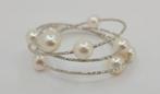 Armband - 18 karaat Witgoud - 8x9 mm Akoya parels, Handtassen en Accessoires, Armbanden, Nieuw