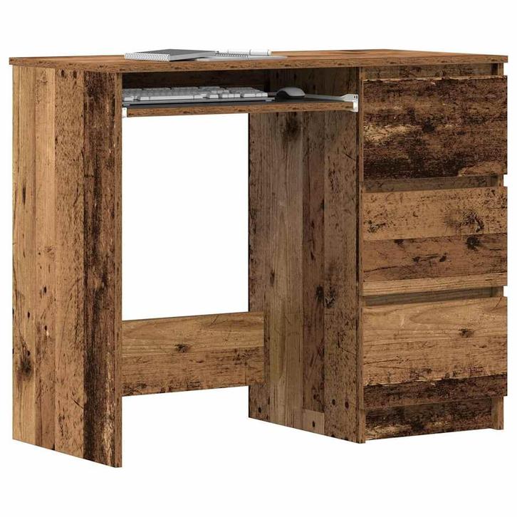 vidaXL Bureau 90x45x76 cm bewerkt hout oud houtkleurig, Huis en Inrichting, Bureaus, Nieuw, Verzenden