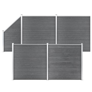 vidaXL Schuttingset 4 vierkant en 1 schuin 792x186 HKC grijs, Tuin en Terras, Verzenden, Nieuw