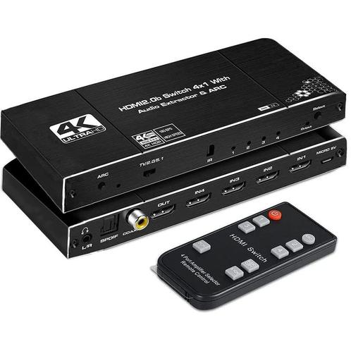 DrPhone ARC5 - HDMI Switch 4x1 HDMI Audio Extractor 4K @, TV, Hi-fi & Vidéo, Câbles audio & Câbles de télévision, Envoi