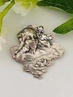 Art Nouveau - brons verzilverd - Broche