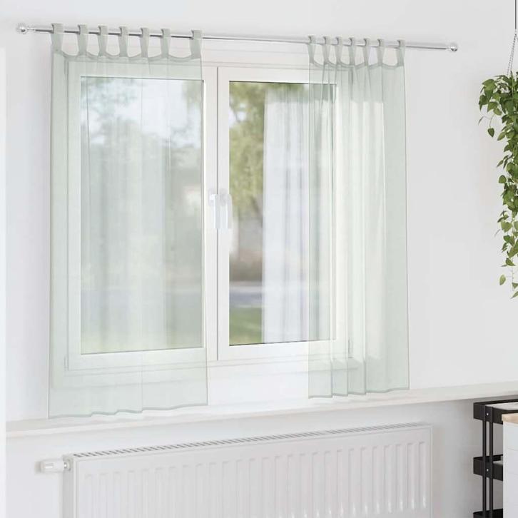 vidaXL Gordijnen voile met lussen 2 st 140x140 cm lichtgrijs, Huis en Inrichting, Stoffering | Gordijnen en Lamellen, Nieuw, Verzenden