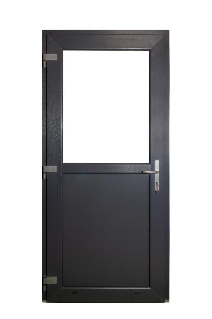 PVC Deur Premium Plus b98 x h215cm Antraciet Buitendraaiend., Doe-het-zelf en Bouw, Deuren en Vliegenramen, Nieuw, Glas, Kunststof