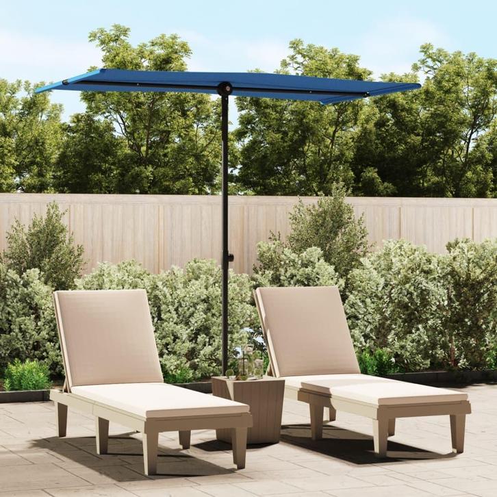 vidaXL Parasol met aluminium paal 180x110 cm azuurblauw, Tuin en Terras, Parasols, Nieuw, Verzenden