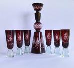 Service à liqueur - Bohemian Art Deco Ruby Red Glass, Antiquités & Art