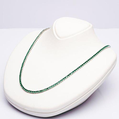 Zonder Minimumprijs - Halsketting Zilver Smaragd - Smaragd -, Handtassen en Accessoires, Kettingen