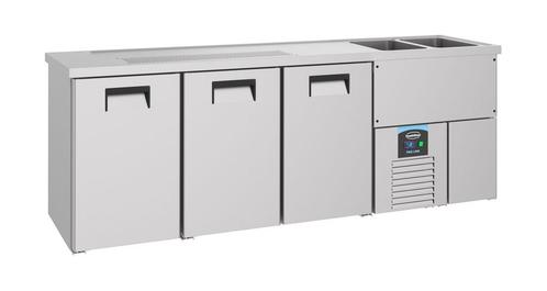 CombiSteel bierkoeler met 3 deuren en 2 spoelbakken rechts, Elektronische apparatuur, Vriezers en Diepvrieskisten, Ophalen of Verzenden