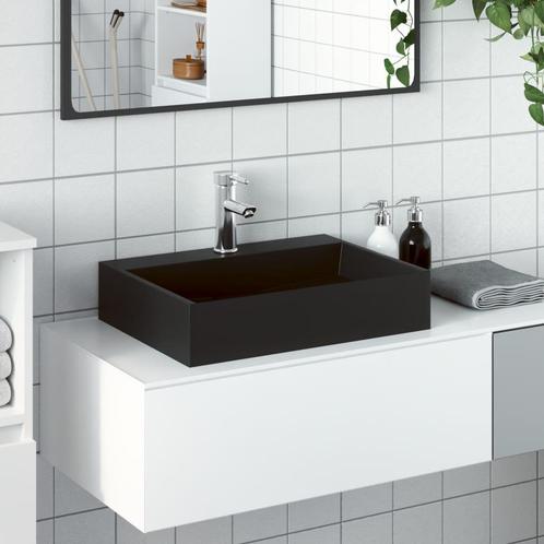 vidaXL Wastafel 50x38x11 cm gegoten mineraal/marmer matzwart, Doe-het-zelf en Bouw, Sanitair, Nieuw, Verzenden