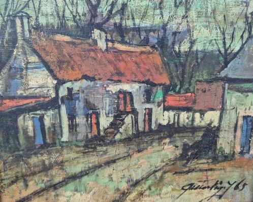 Quintin XXe - Ruelle de village, Antiek en Kunst, Kunst | Schilderijen | Klassiek