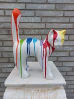 Statue, garden statue cat color white with paint color - 33