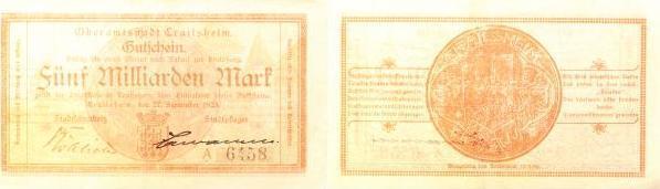 Duitsland 5 Milliarden Mark Crailsheim 1923 Notgeld fast..., Postzegels en Munten, Munten | Nederland, Verzenden