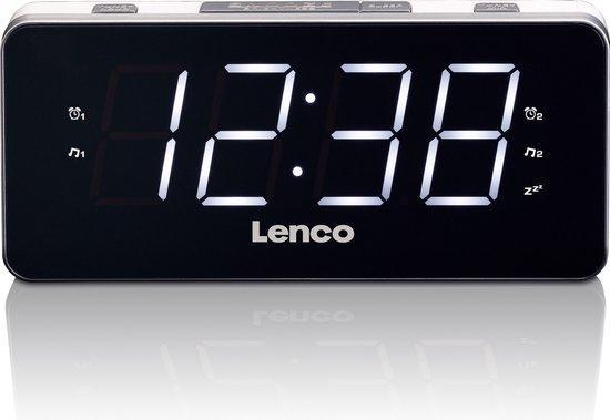 Wekkerradio met LED Display - Wit Lenco CR-18 SHOWMODEL, Elektronische apparatuur, Wekkers, Nieuw, Verzenden