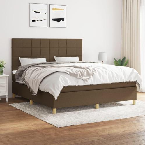 vidaXL Boxspring met matras stof donkerbruin 160x200 cm, Huis en Inrichting, Slaapkamer | Bedden, Nieuw, Verzenden