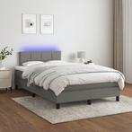 vidaXL Boxspring met matras en LED stof donkergrijs 120x200, Verzenden, Nieuw