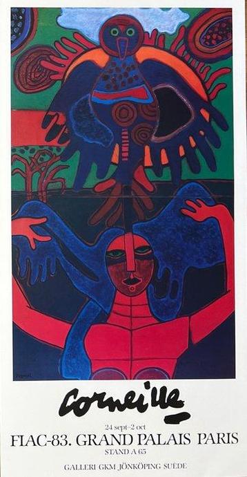 Guillaume Corneille (1922-2010) - Affiche Femme et oiseau,