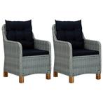 vidaXL Tuinstoelen 2 st met kussens poly rattan lichtgrijs, Tuin en Terras, Tuinstoelen, Verzenden, Nieuw