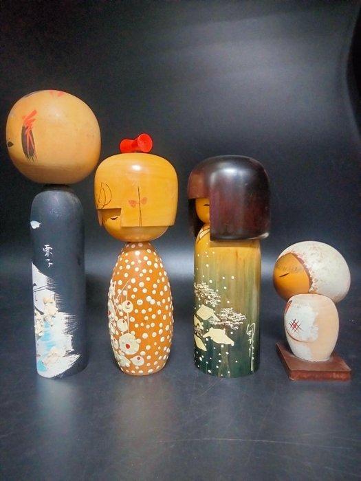 Beeld, Vier cute faces Vintage Japanse Creatieve Kokeshi, Antiek en Kunst, Curiosa en Brocante