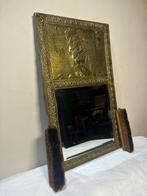Spiegel- Antieke Spiegel met Houten Ommanteling en Messing, Antiek en Kunst