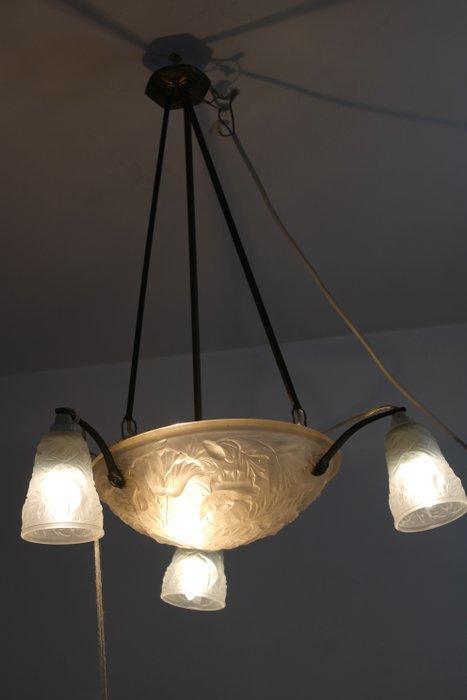 Kroonluchter - Glas - Franse Art Deco Kroonluchter, Antiek en Kunst, Kunst | Designobjecten