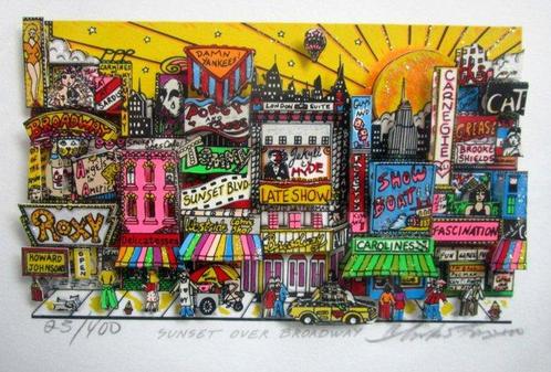 Charles Fazzino (1955) - 3D Sunset over Broadway, Antiek en Kunst, Kunst | Schilderijen | Modern