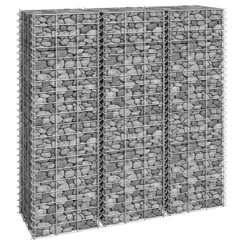 vidaXL Schanskorf plantenbakken 3 st verhoogd 30x30x100 cm, Tuin en Terras, Bloempotten, Nieuw, Verzenden