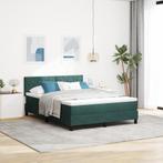 vidaXL Boxspringbed met Matras Donkergroen 140x190 cm Velvet, Huis en Inrichting, Verzenden, Nieuw