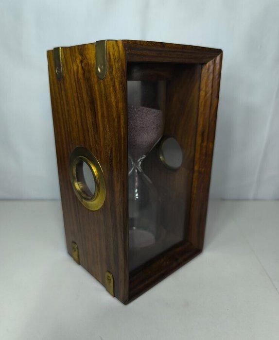 Zandloper - Hout, Messing, Glas - tweede helft van de 20e, Antiek en Kunst, Curiosa en Brocante