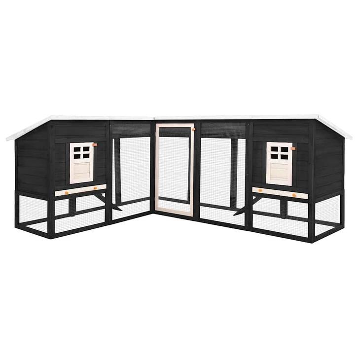 vidaXL Konijnenhok voor buiten met ren massief vurenhout, Dieren en Toebehoren, Knaagdieren en Konijnen | Hokken en Kooien, Nieuw