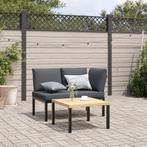 vidaXL Tuinbank met kussens aluminium zwart, Tuin en Terras, Verzenden, Nieuw